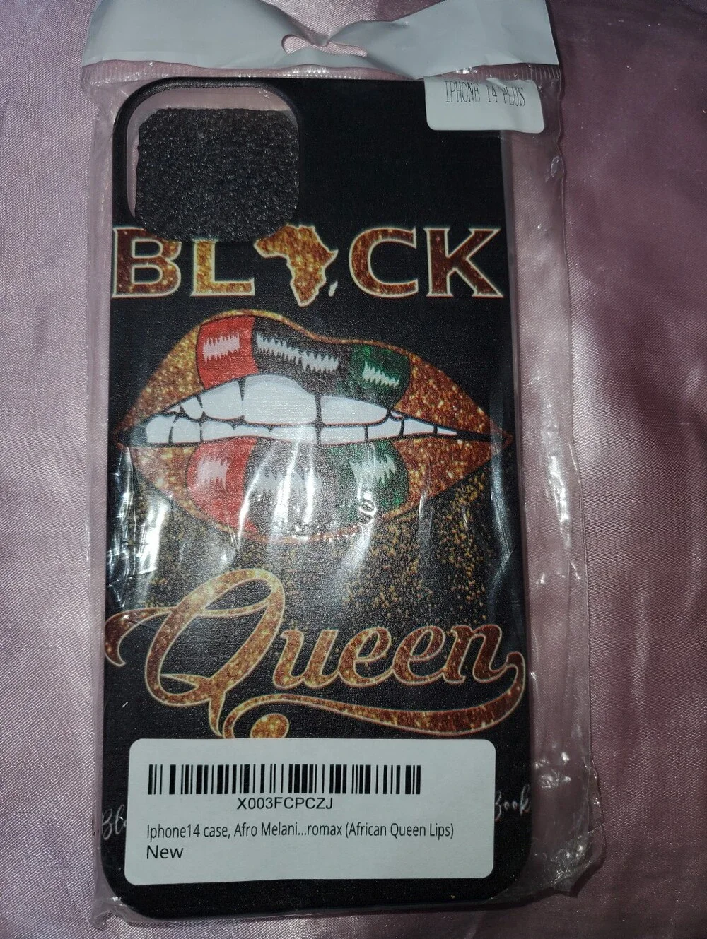 Black Queen iPhone 14 PLUS Case - Afro Melanin Design - Black NIP